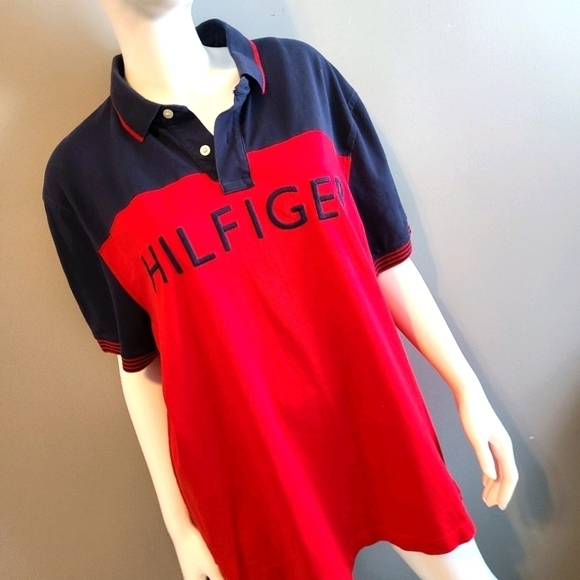 Tommy Hilfiger Red and Blue  Polo sz XL - Picture 5 of 9